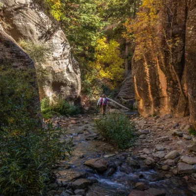 a large waterfall over a rocky area