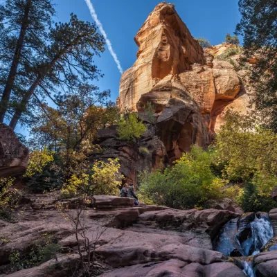 a canyon with a mountain in the background