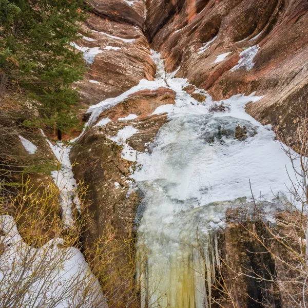 a close up of a snow covered mountain