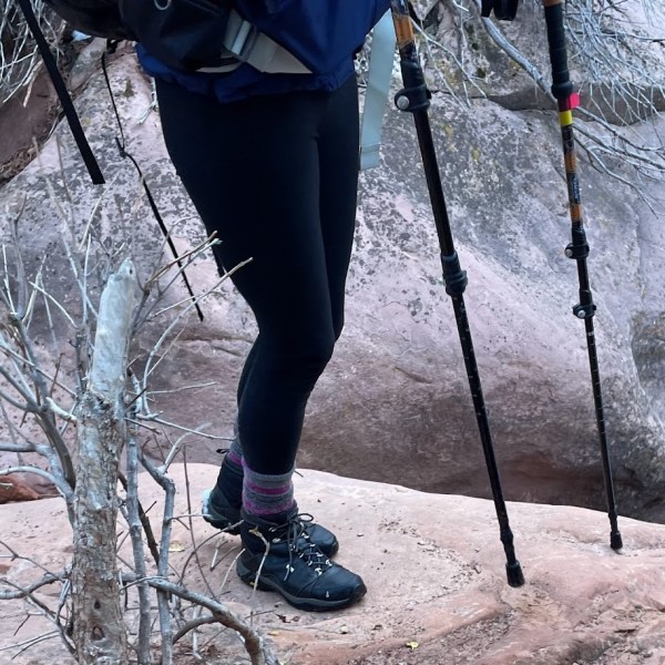 a person is cross country skiing in the snow